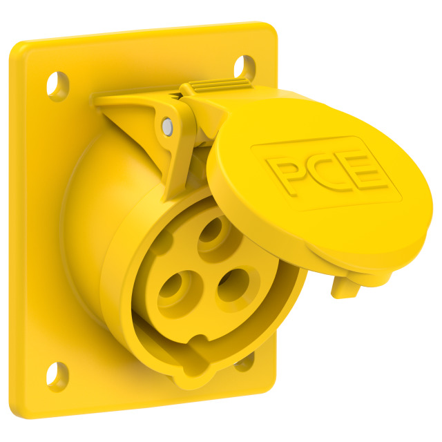CEE-flanged socket sloping (70x85mm) 16A 3p 4h IP44/IP54